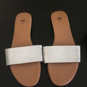 H&M 9 silver slide sandals